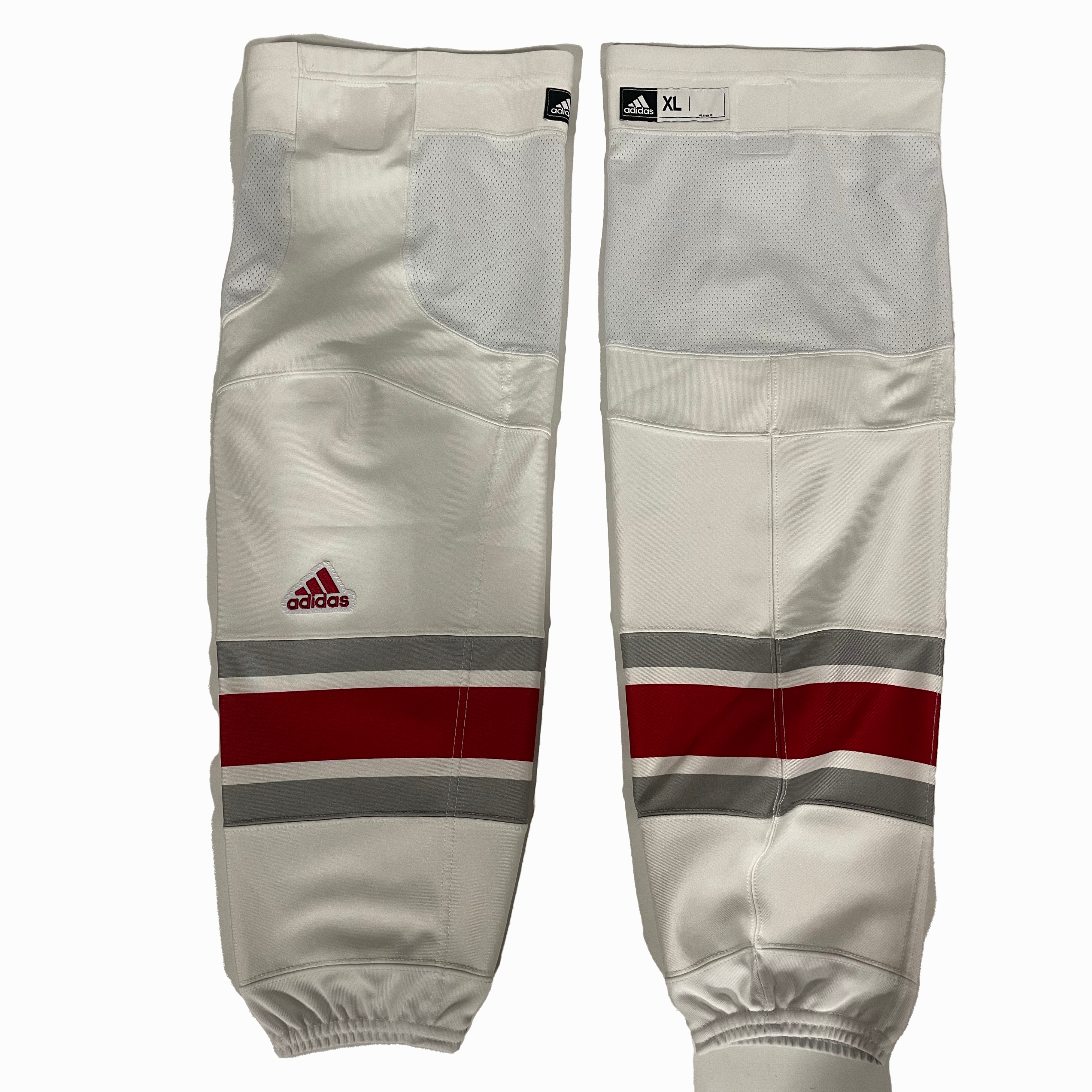 NCAA - Chaussettes de hockey Adidas (blanc/rouge/gris)